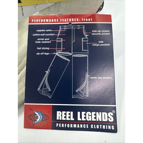 Reel Legends Hiking Pants Mens Large Nylon Convertible Cargo Belted Fishing NEW - Picture 5 of 12